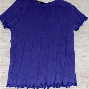 Purple lettuce edge cropped shirt